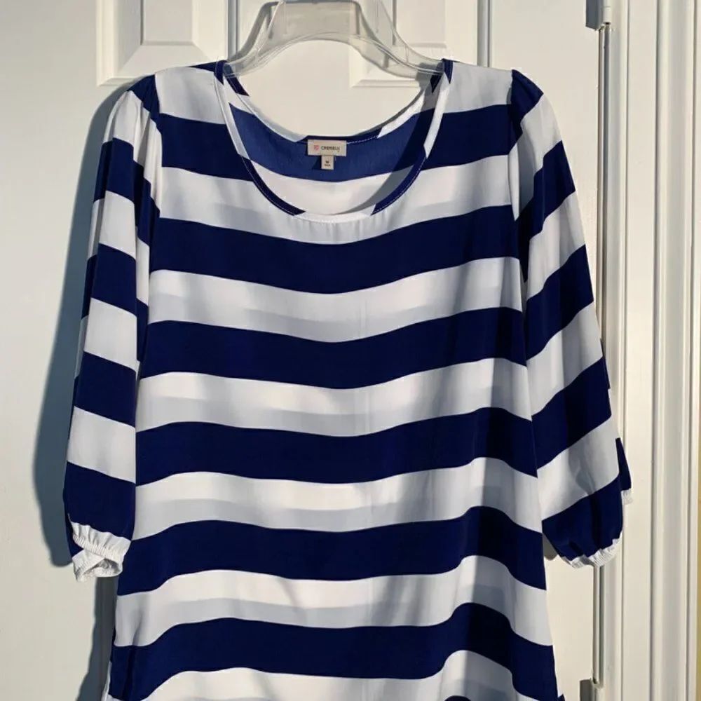 Cremieux 3/4 Sleeve Stripped Blouse